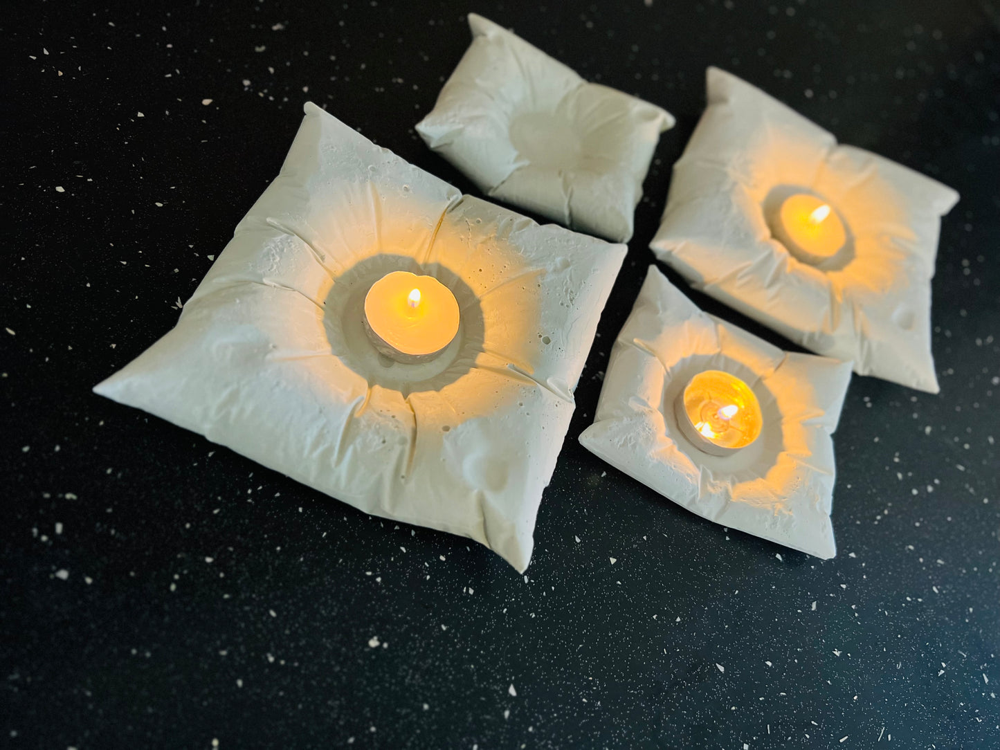 Cushioned Elegance: Handmade Cement Candle Holders
