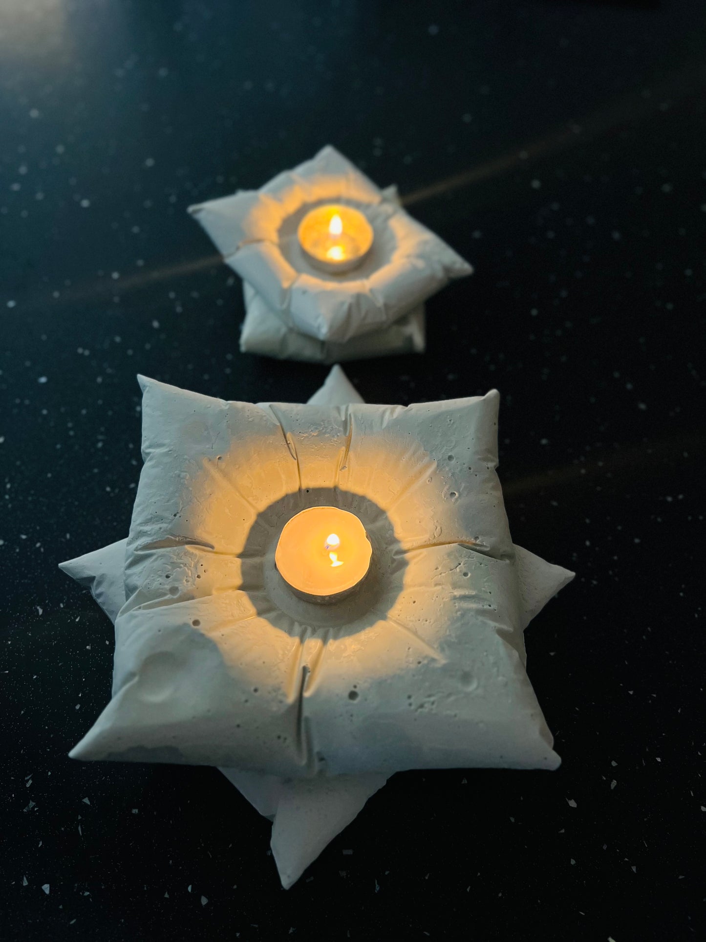 Cushioned Elegance: Handmade Cement Candle Holders