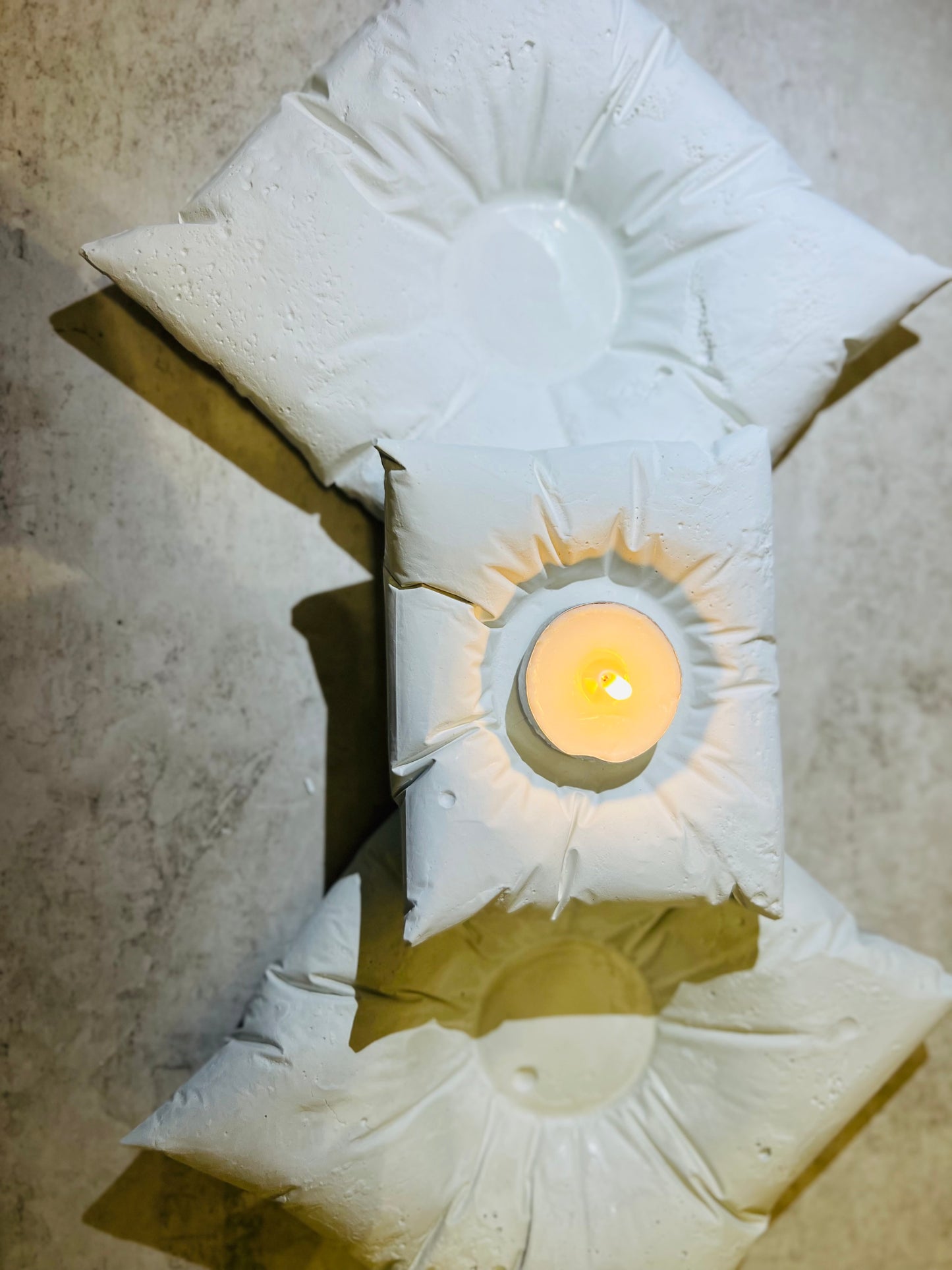 Cushioned Elegance: Handmade Cement Candle Holders
