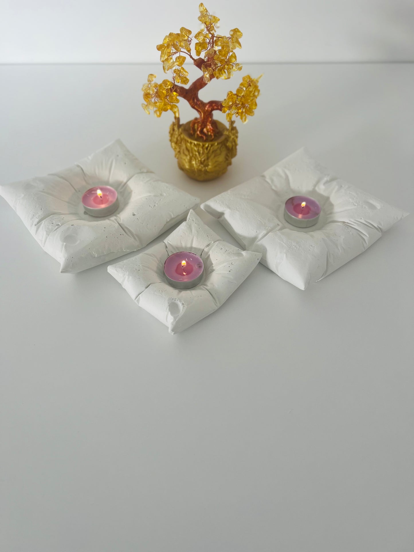 Cushioned Elegance: Handmade Cement Candle Holders