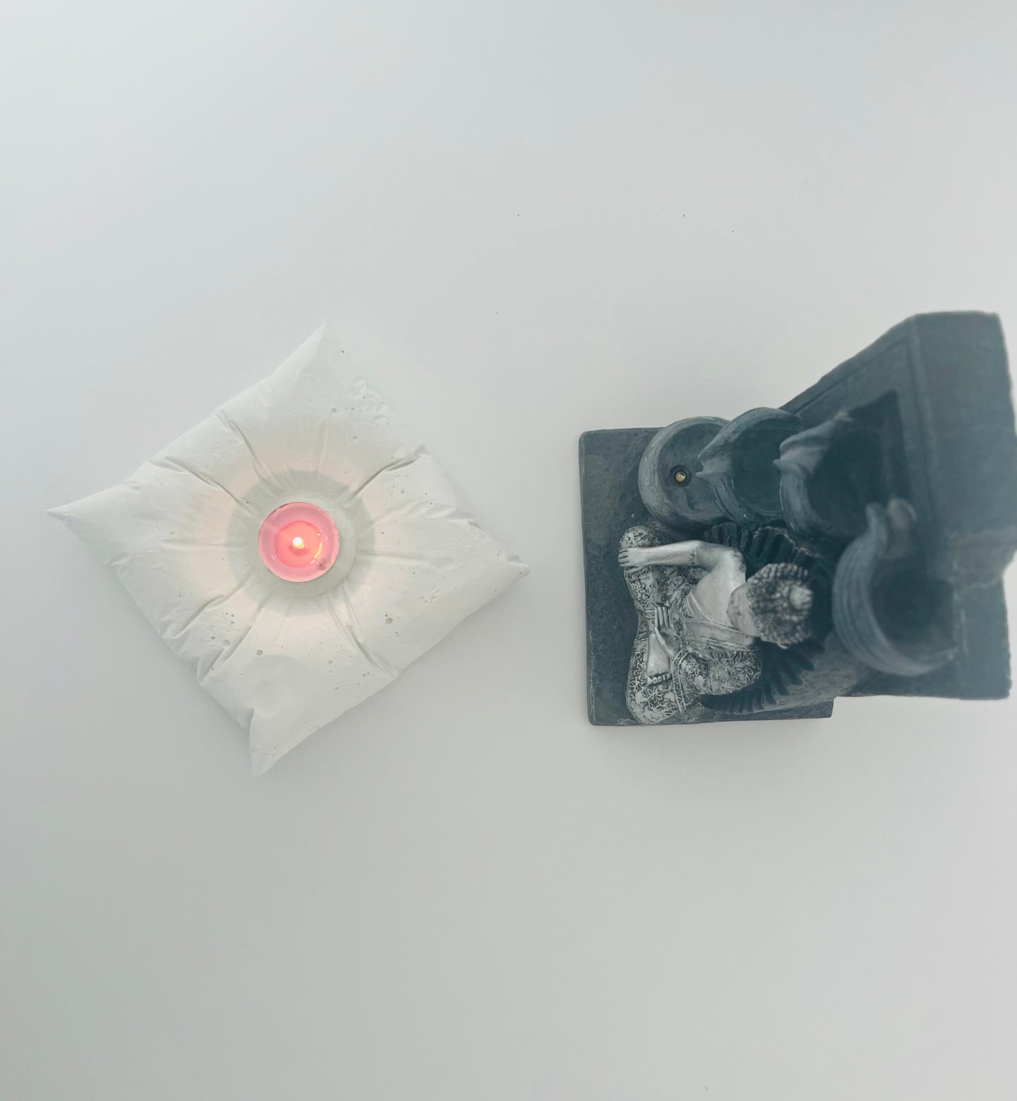 Cushioned Elegance: Handmade Cement Candle Holders