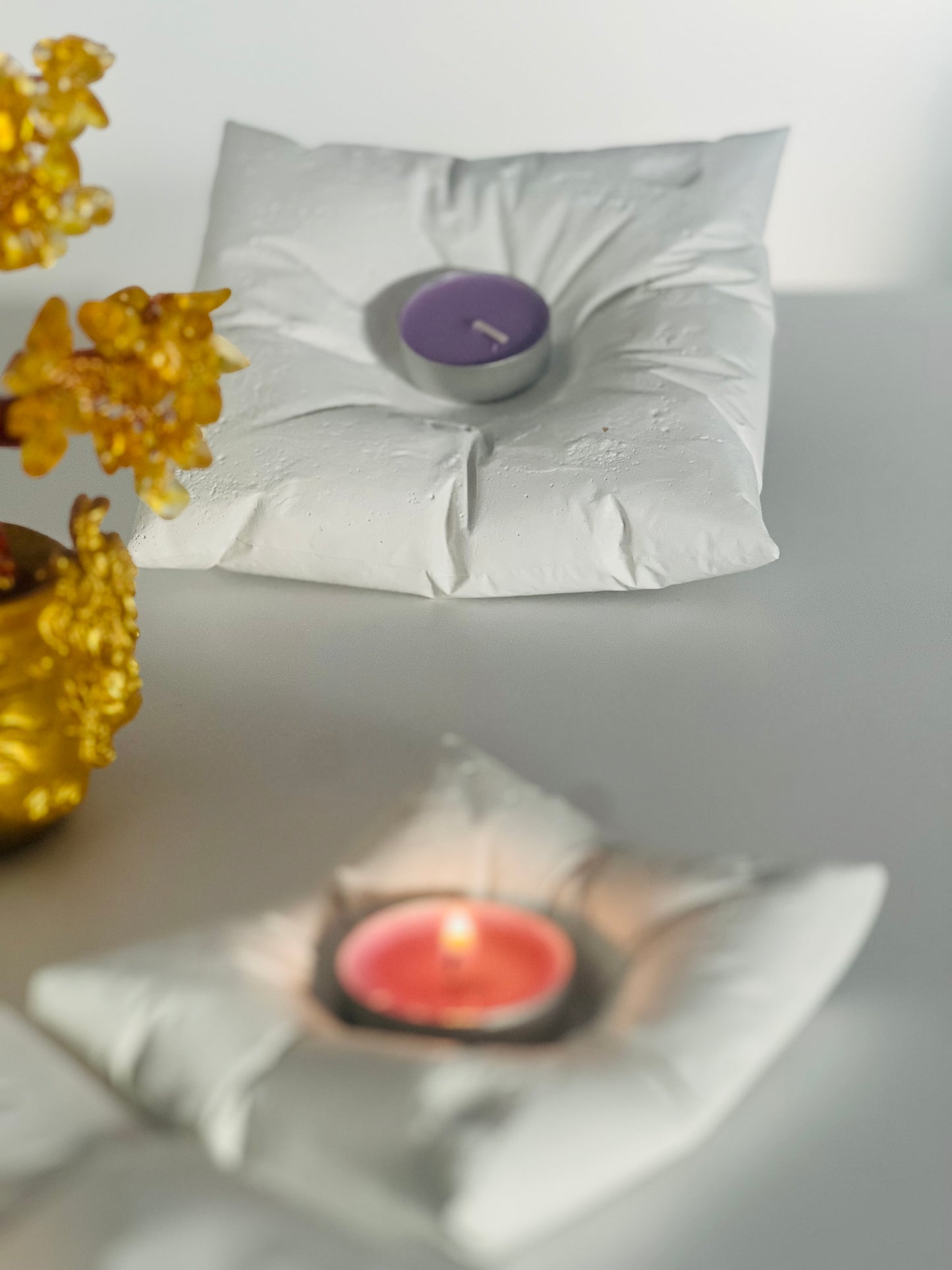 Cushioned Elegance: Handmade Cement Candle Holders