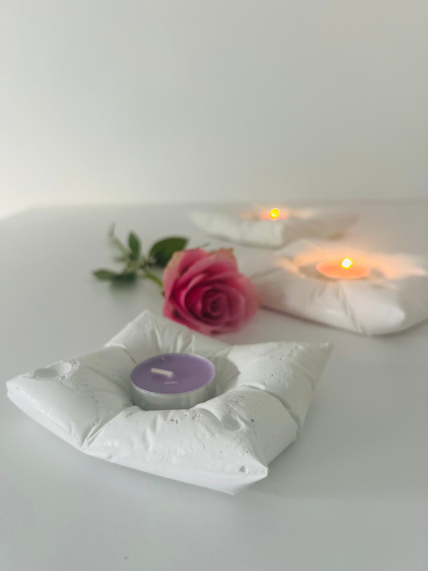 Cushioned Elegance: Handmade Cement Candle Holders