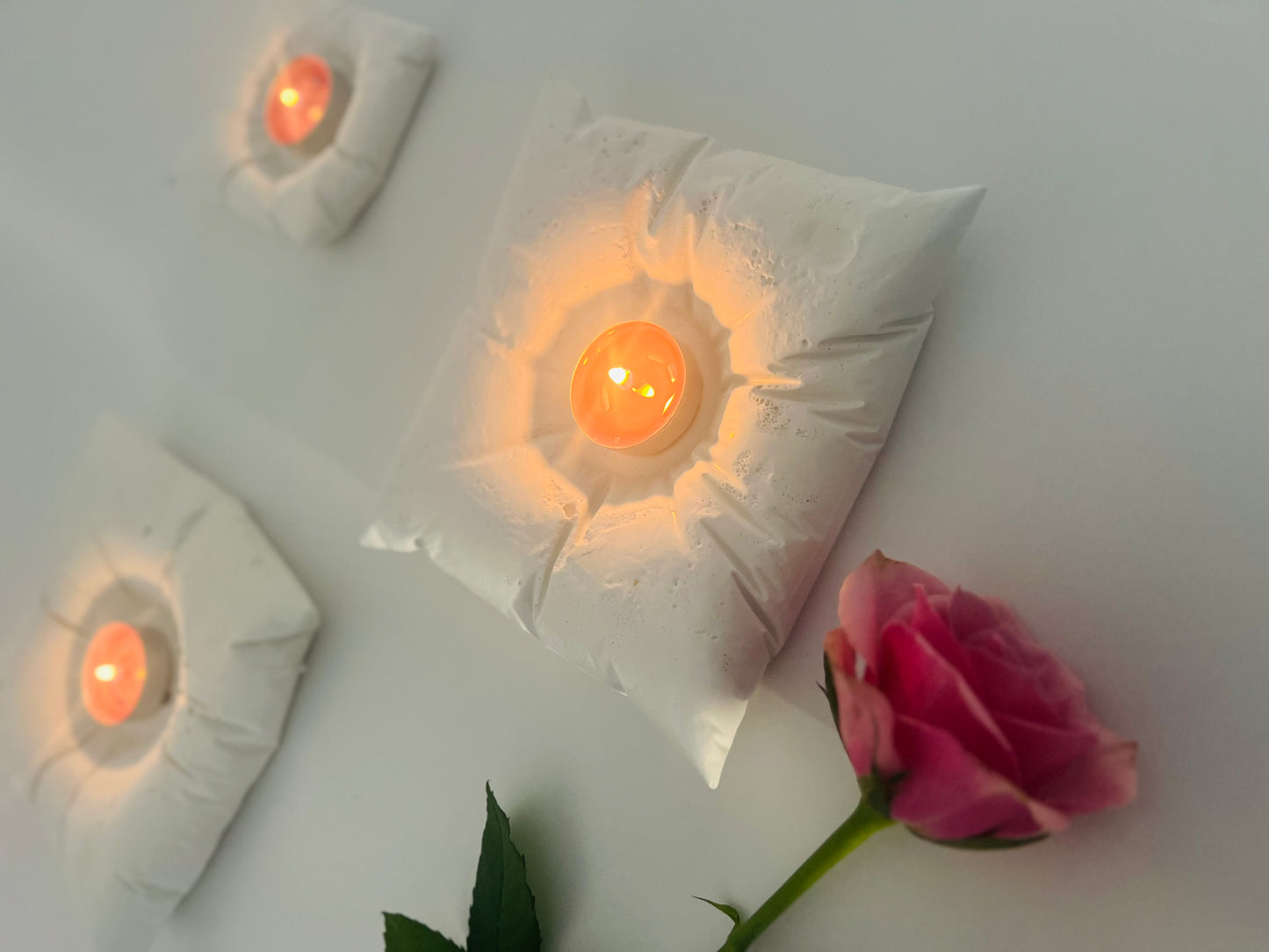 Cushioned Elegance: Handmade Cement Candle Holders
