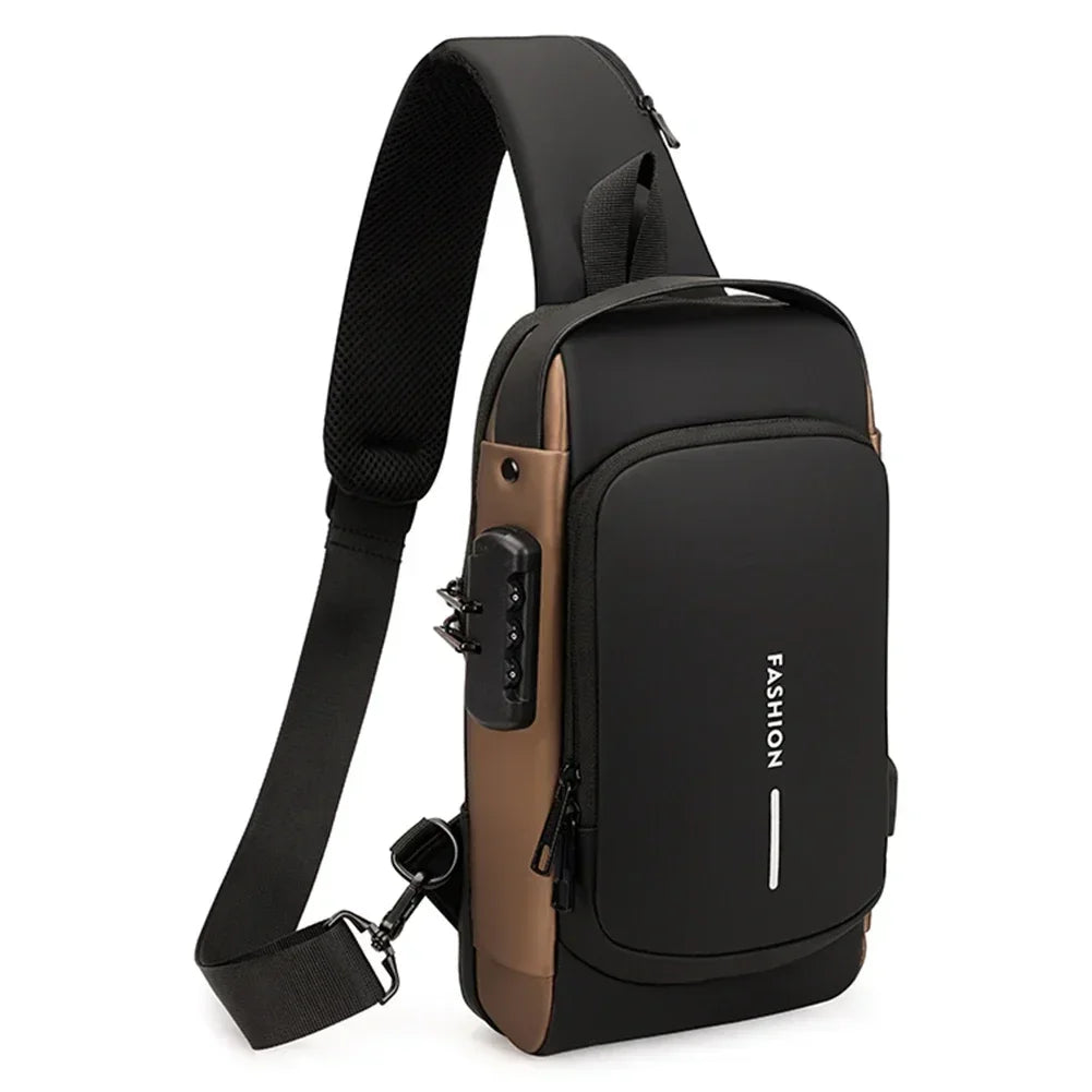 Multifunction Designer Anti-theft USB Shoulder Bag Crossbody Travel Sling Pack Messenger Pack Chest Bag Male Luxury Brand Men